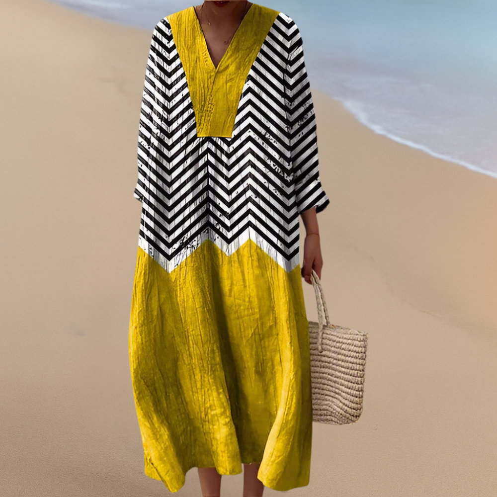 Sofie| Robe Maxi Boho – Motifs Audacieux, Confort Simple