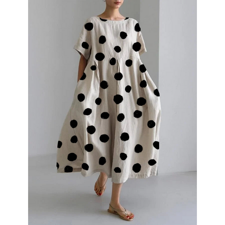 Valentina | Robe Longue Décontractée à Pois Iconiques pour Journées Estivales