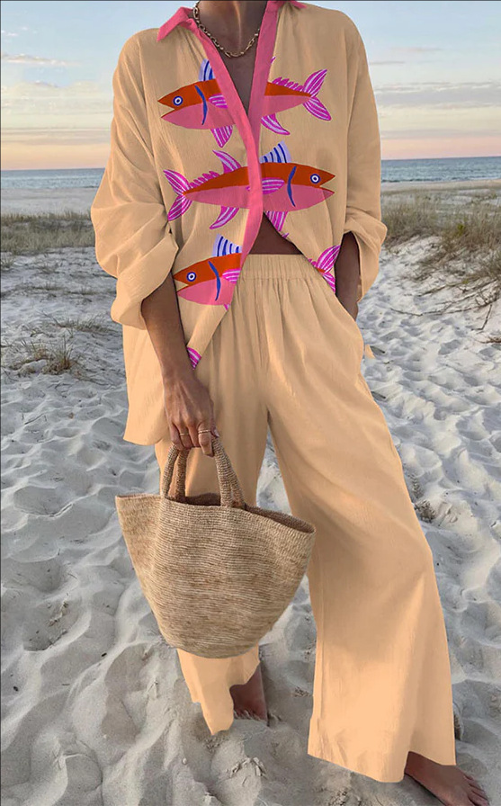 Chiara™ | Ensemble Rose avec Imprimé de Poissons