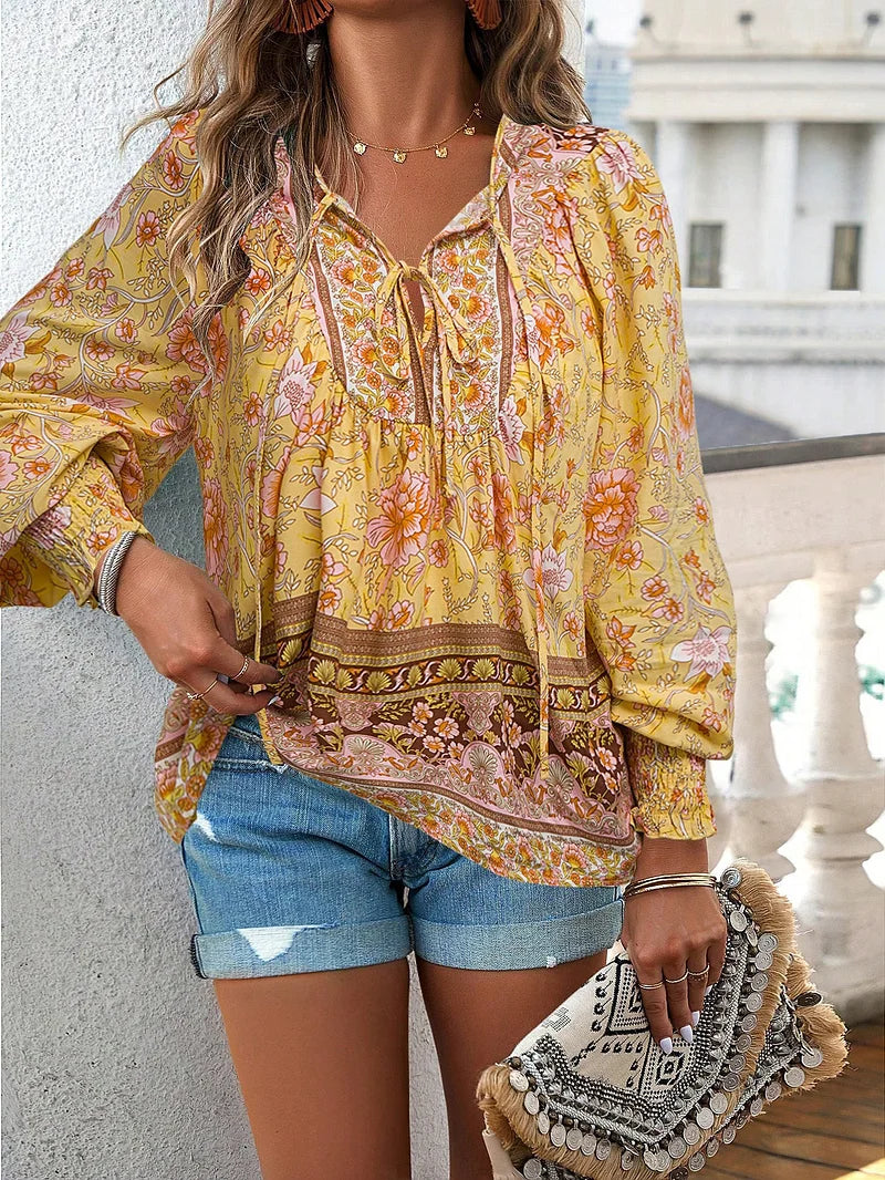 Sallie™ | Top Bohème Fluide à Motif Fleuri