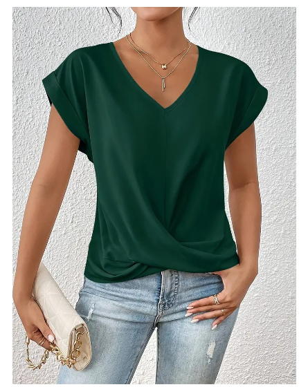 Celest - T-shirt décontracté à col en V confortable