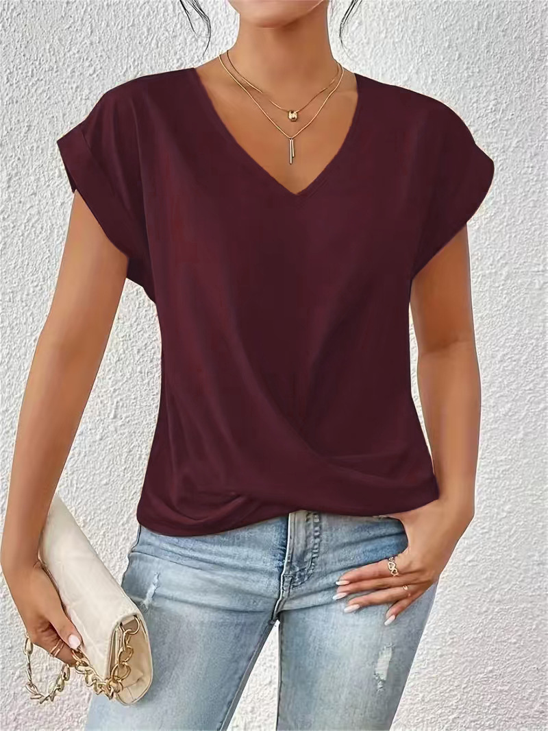 Celest - T-shirt décontracté à col en V confortable