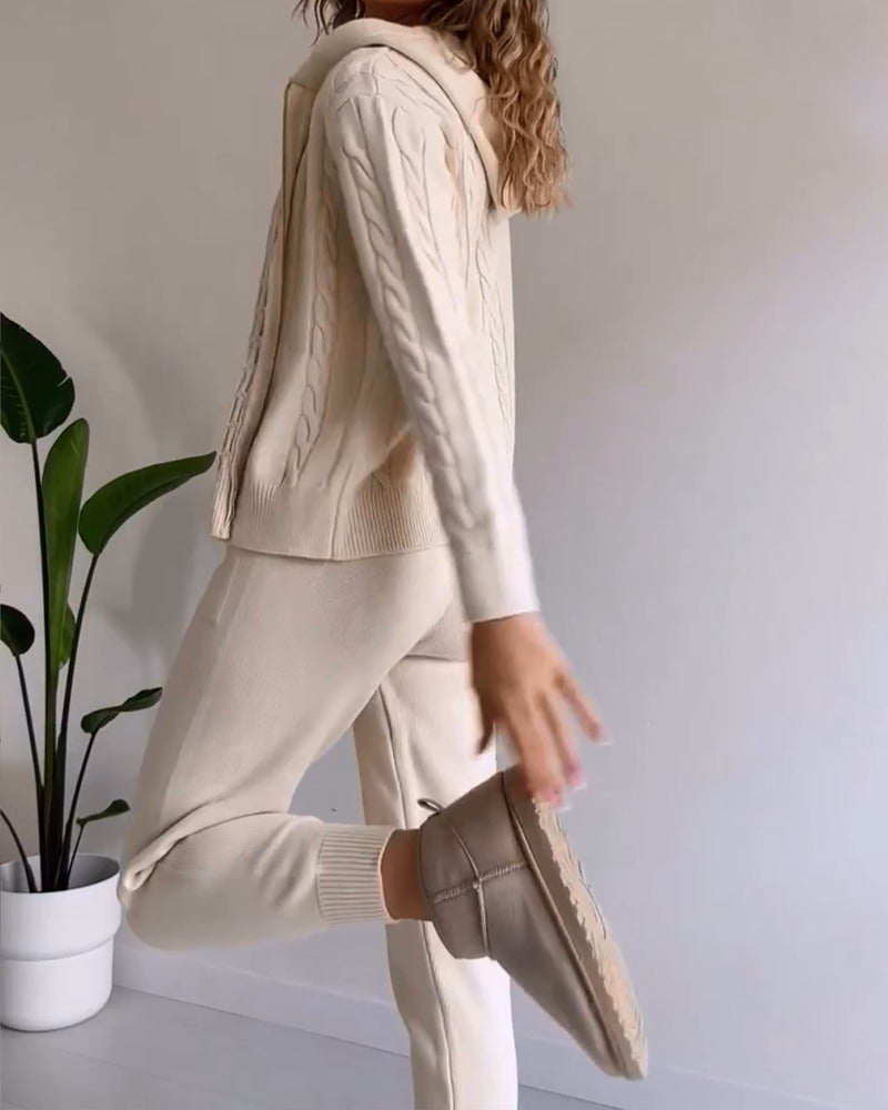 Ania - Ensemble à Deux Pièces en Jacquard Casual Twist