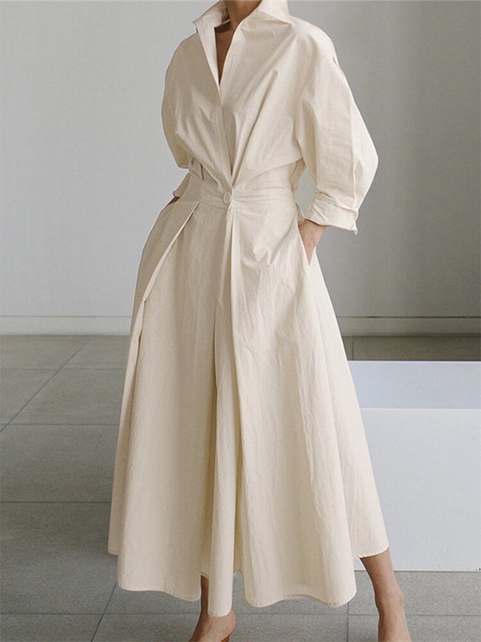 Brynn - Robe Swing A-Line avec Col Polo Chic