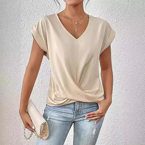 Celest - T-shirt décontracté à col en V confortable