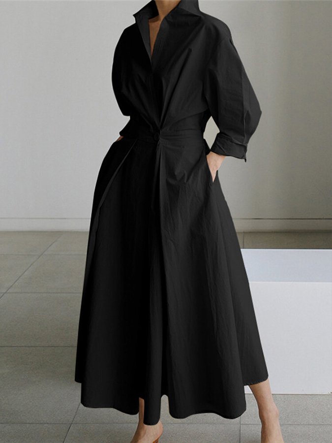 Brynn - Robe Swing A-Line avec Col Polo Chic