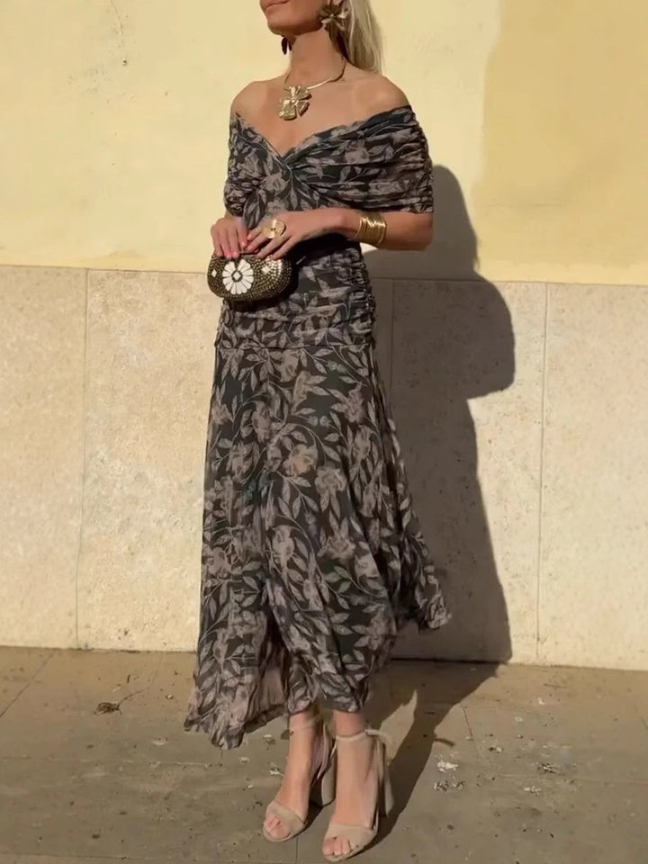 Serena™ | Robe Longue Fleurie Off-Shoulder