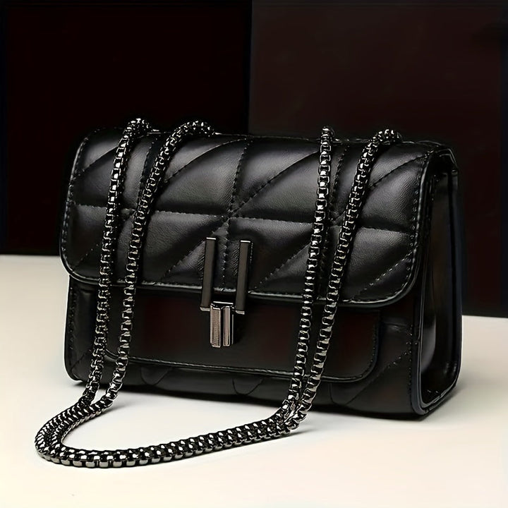 Sac à Bandoulière Mini Tartan Élégant Noir