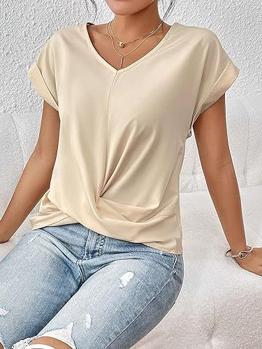 Celest - T-shirt décontracté à col en V confortable