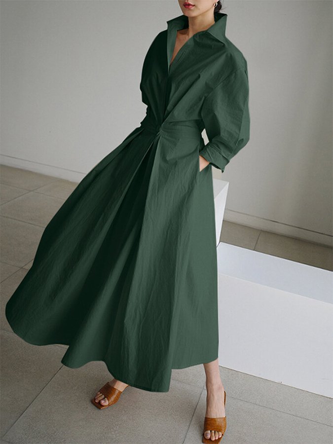 Brynn - Robe Swing A-Line avec Col Polo Chic