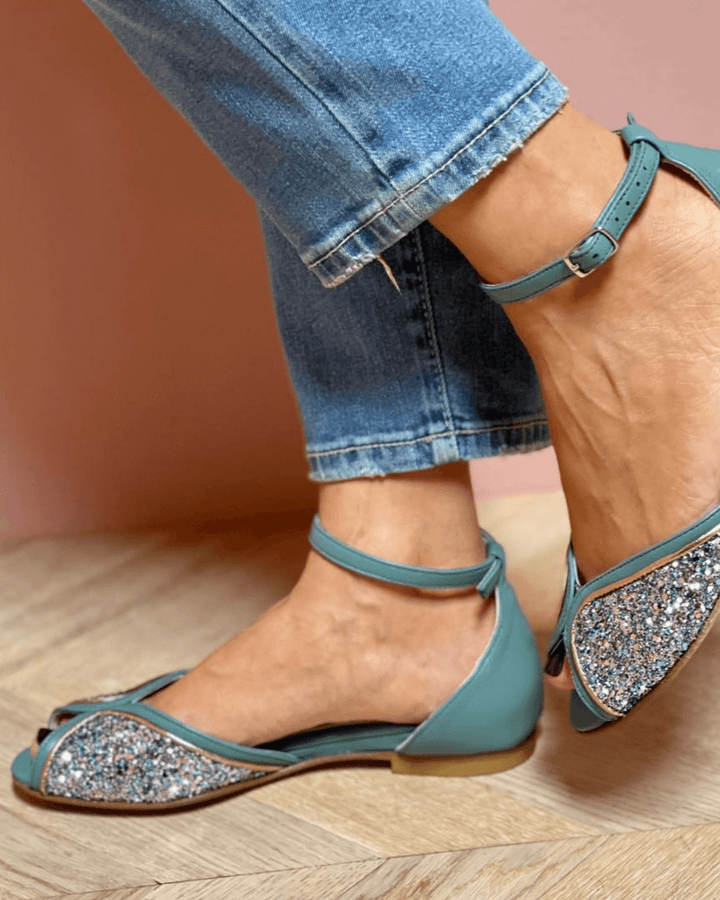 BRIGITTA | Sandales Basses Élégantes en Glitter Parfaites pour Chaque Occasion