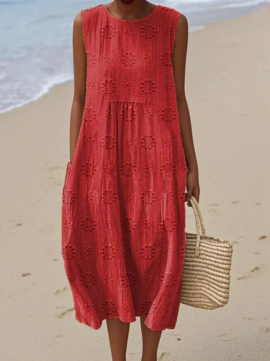 Sofie| Robe midi sans manches – Liberté aérienne, charme quotidien