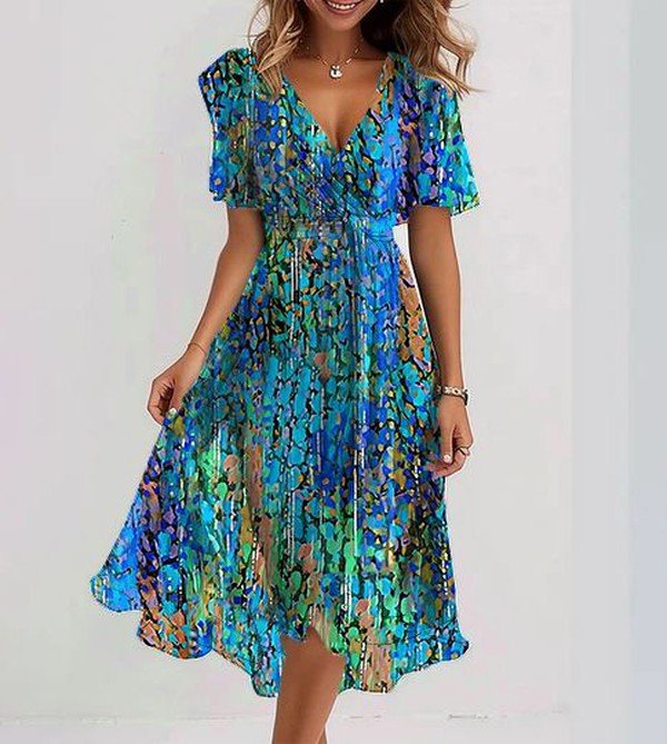 Saphir | Robe Midi Bleu Aéré