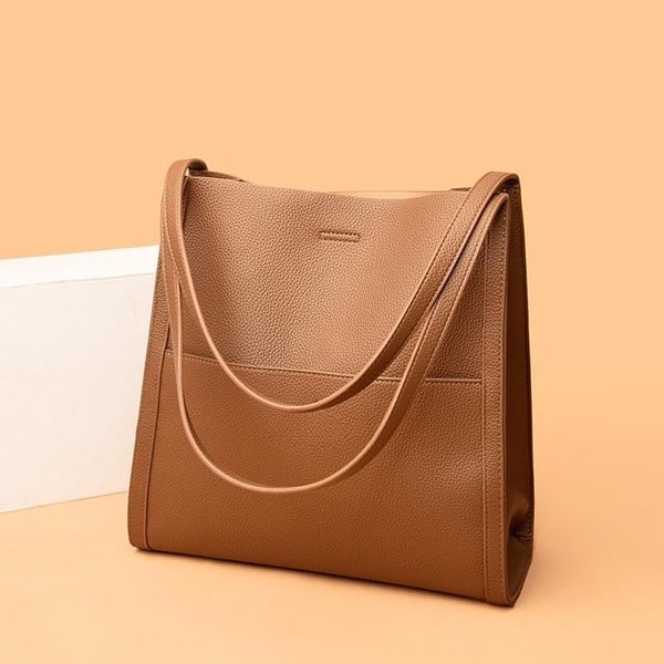 Sac à épaule en cuir véritable de couleur unie et simple