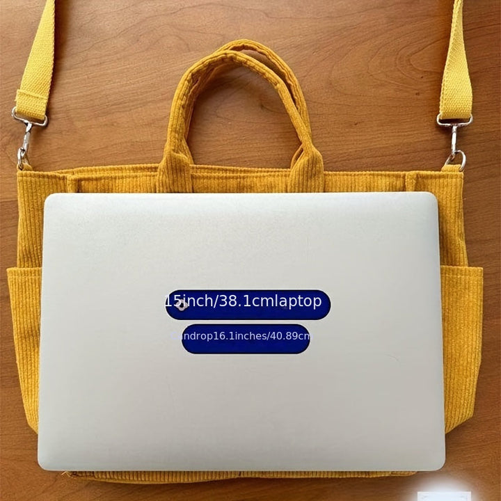 Sac Tote en Velours Côtelé avec Poches