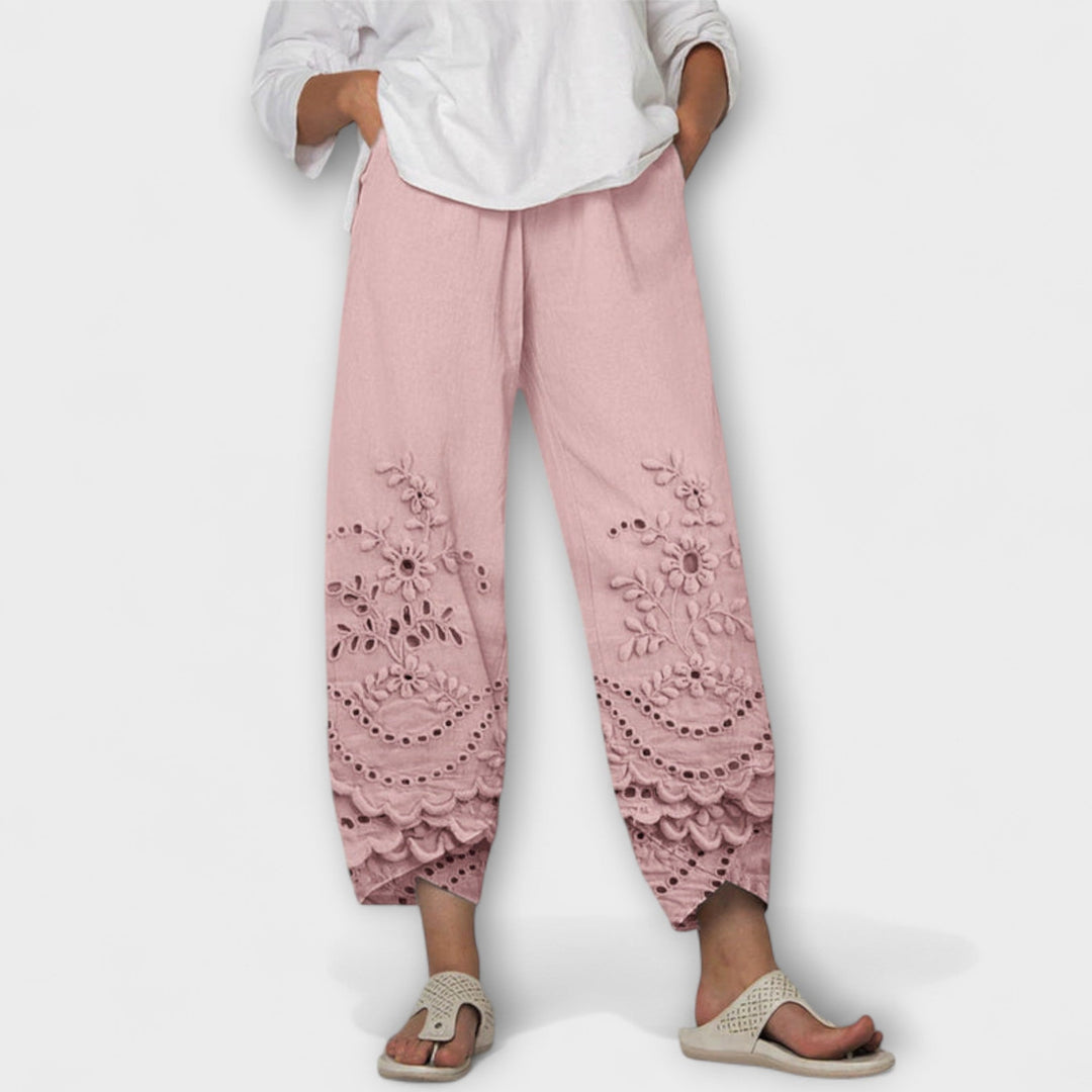 Chloe – Pantalons en Dentelle Imprimée Élégante