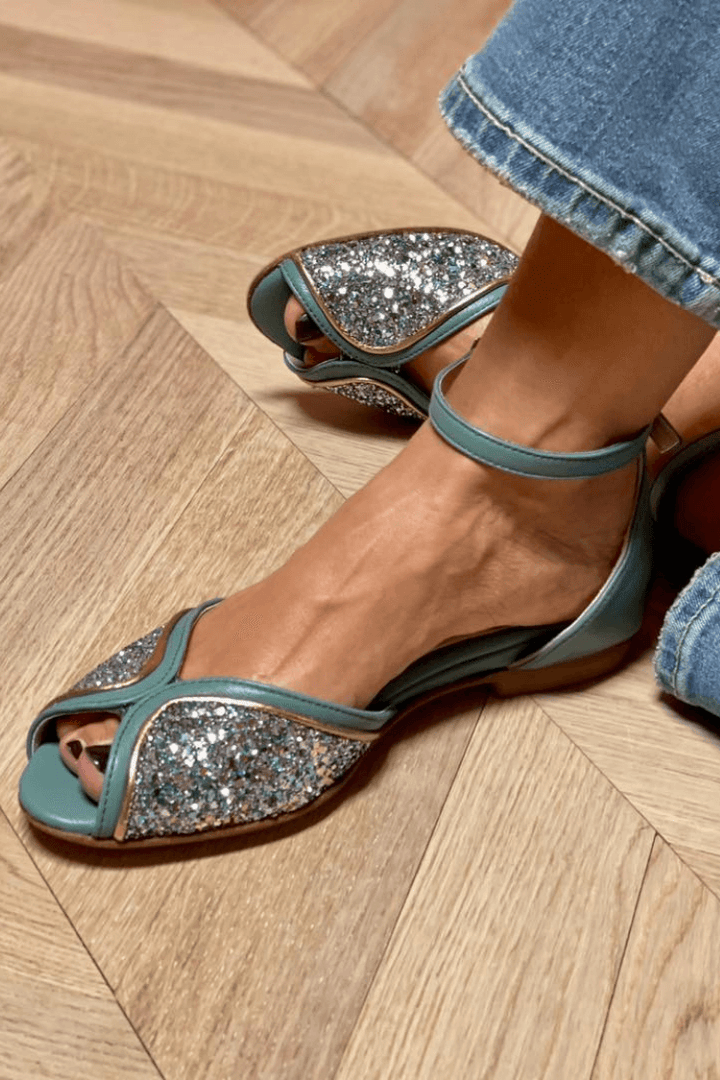 BRIGITTA | Sandales Basses Élégantes en Glitter Parfaites pour Chaque Occasion