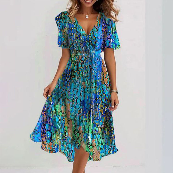 Saphir | Robe Midi Bleue Aérée