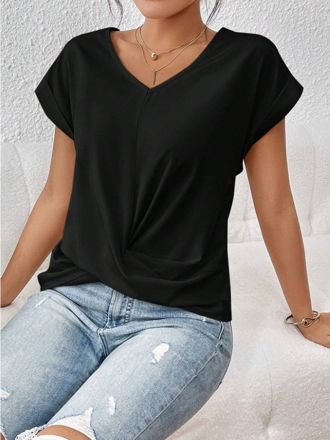 Celest - T-shirt décontracté à col en V confortable
