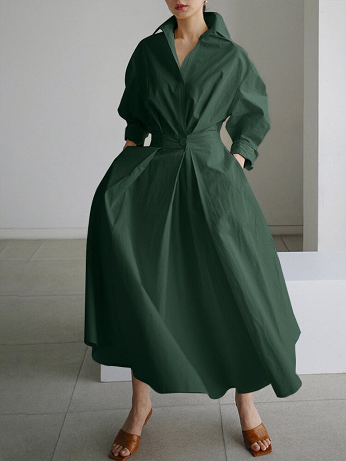 Brynn - Robe Swing A-Line avec Col Polo Chic