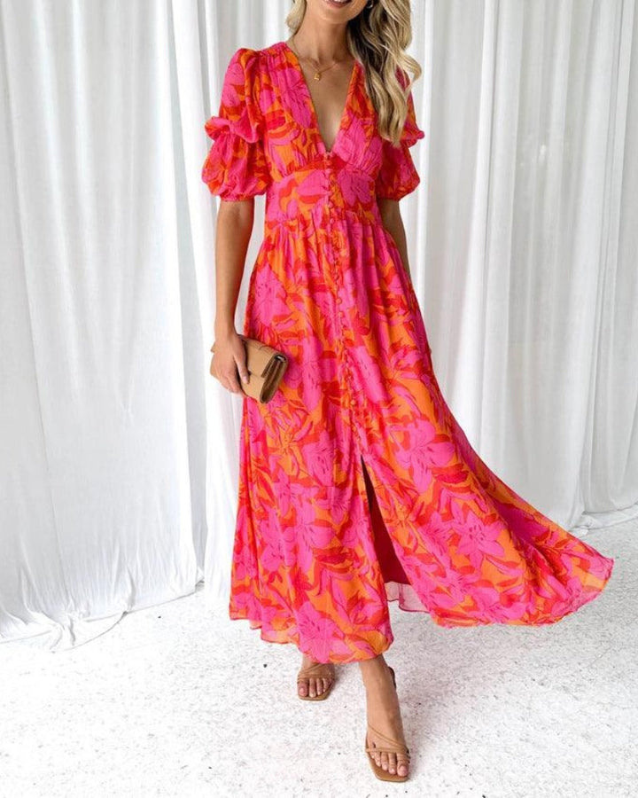Alva™ | Robe Maxi avec Manches Ballon