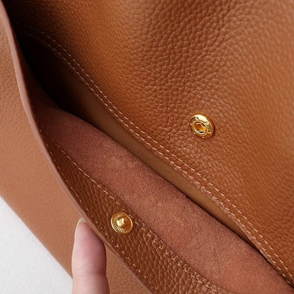 Sac à épaule en cuir véritable de couleur unie et simple