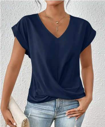 Celest - T-shirt décontracté à col en V confortable