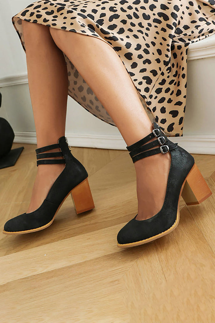 Caa™ | Sandales élégantes à talon épais et bride de cheville pour un look sophistiqué