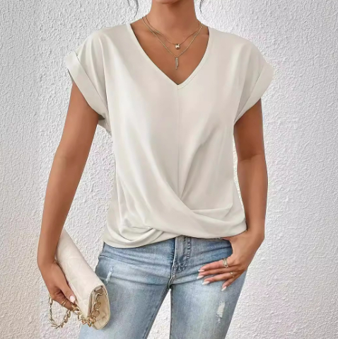 Celest - T-shirt décontracté à col en V confortable