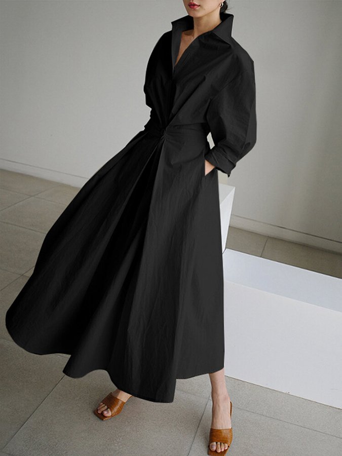Brynn - Robe Swing A-Line avec Col Polo Chic