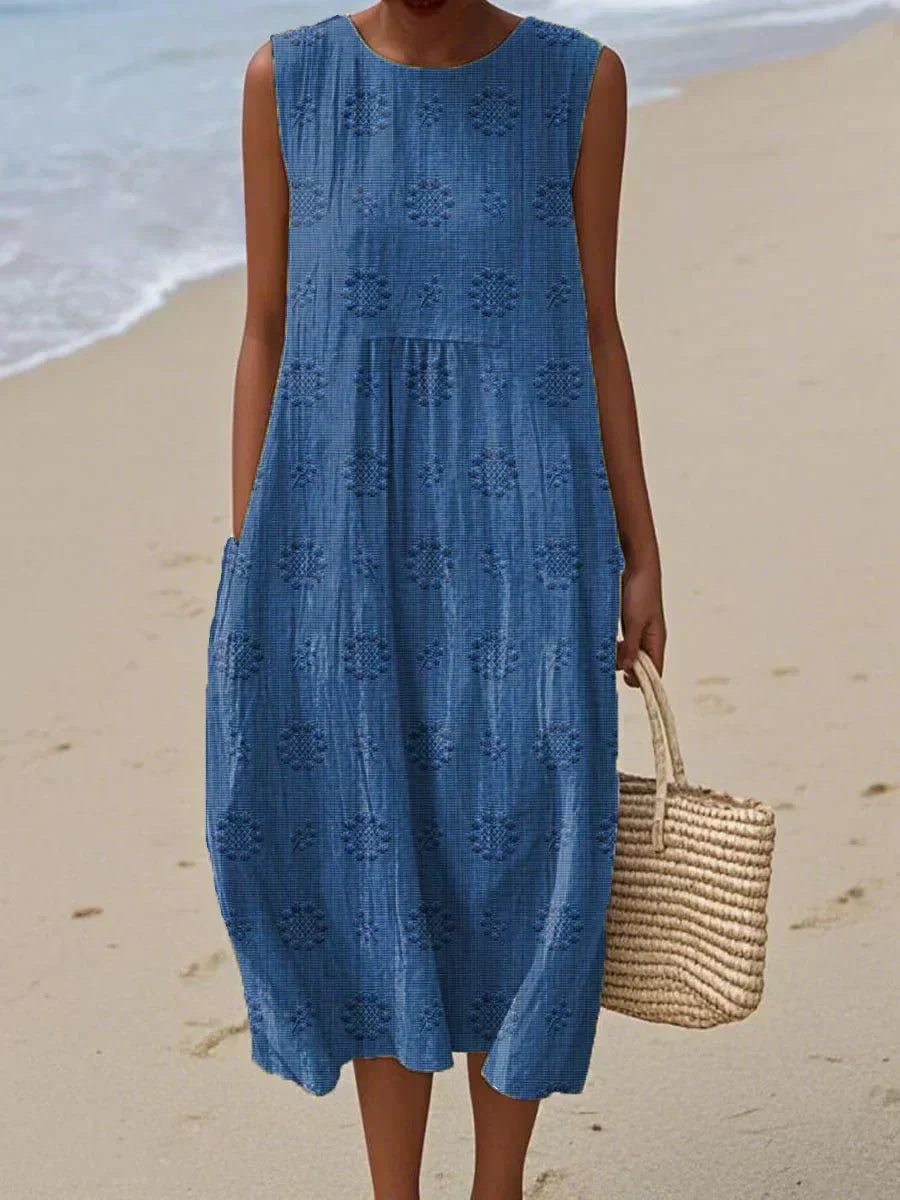 Sofie| Robe midi sans manches – Liberté aérienne, charme quotidien