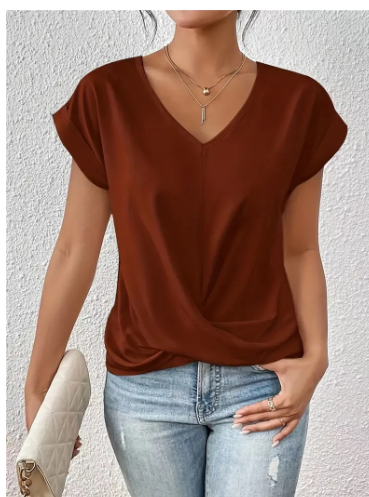 Celest - T-shirt décontracté à col en V confortable
