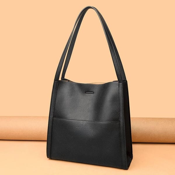Sac à épaule en cuir véritable de couleur unie et simple