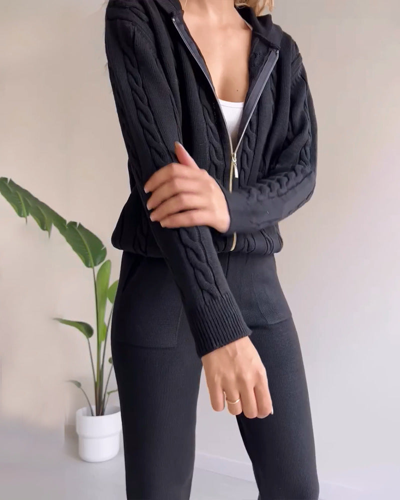 Ania - Ensemble Deux Pièces Jacquard Décontracté