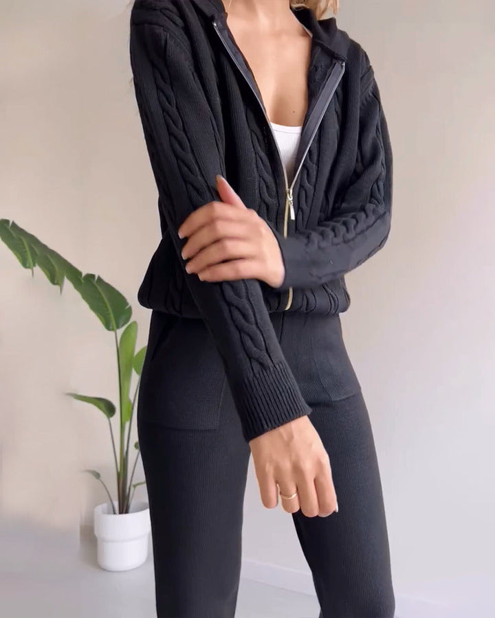 Ania - Ensemble Deux Pièces Jacquard Décontracté