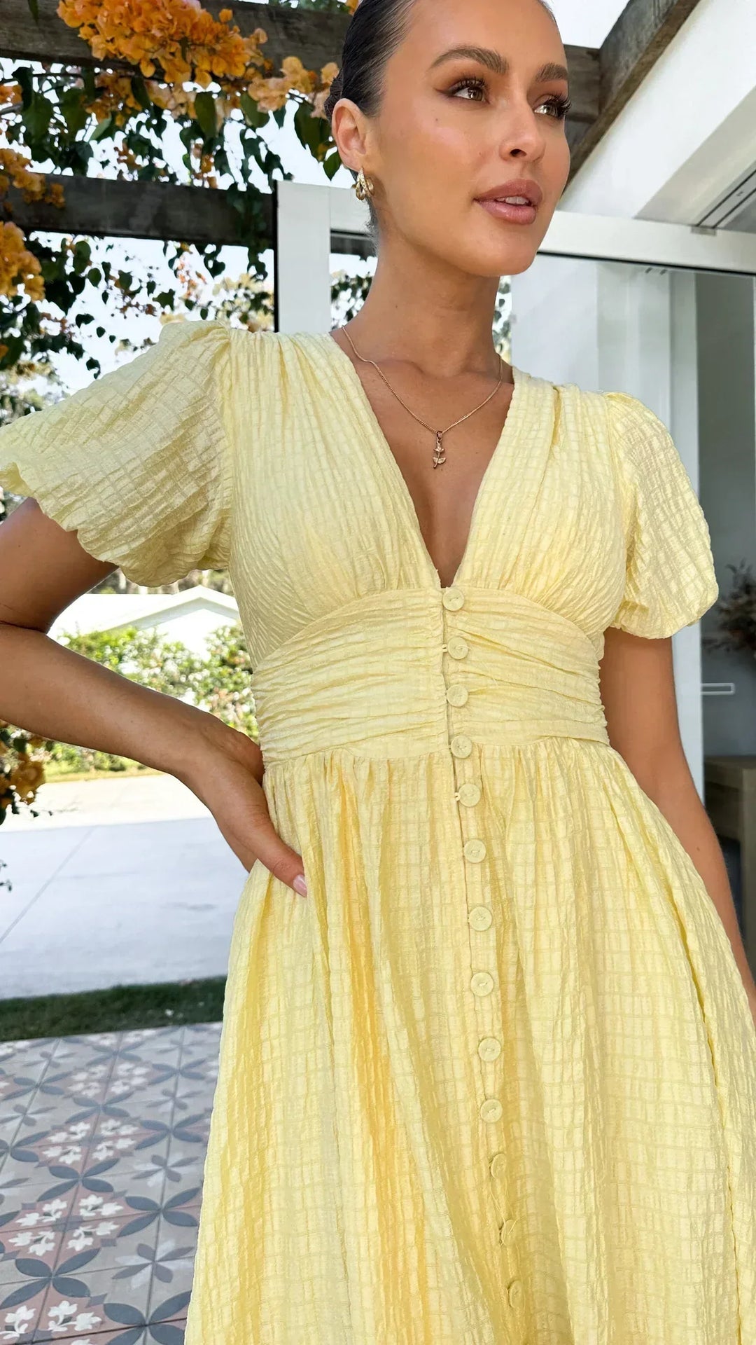 Caterina™ | Robe Rose avec Manches Bouffantes