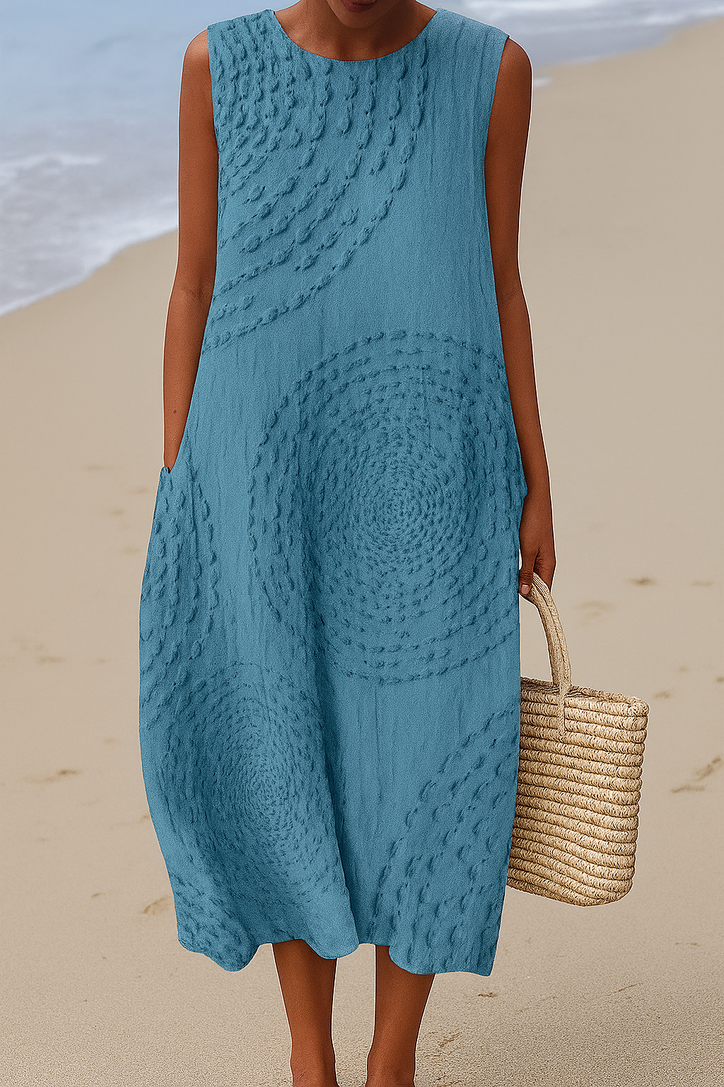 Sofie| Robe midi sans manches – Élégance simple pour les journées d'été