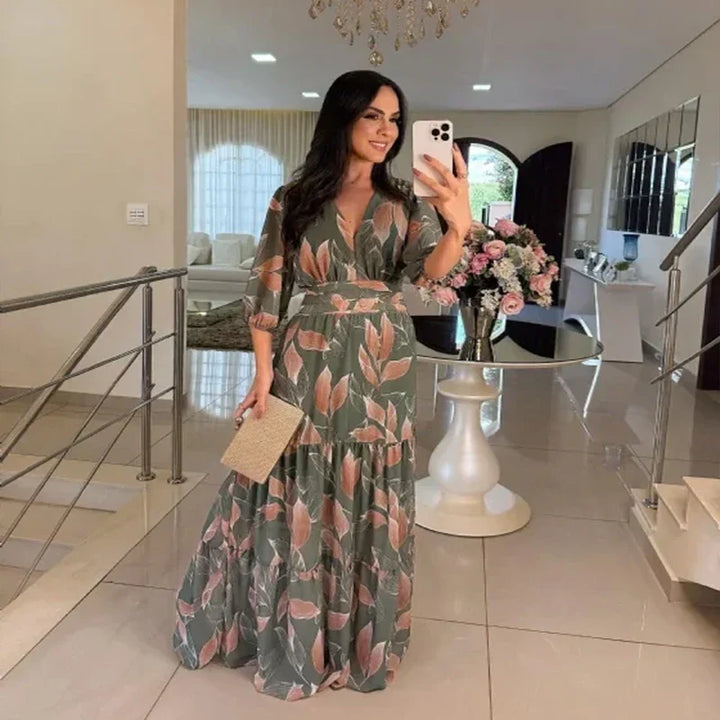 Camille | Robe longue florale à coupe confortable pour des journées élégantes