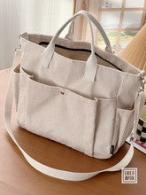 Sac Tote en Velours Côtelé avec Poches
