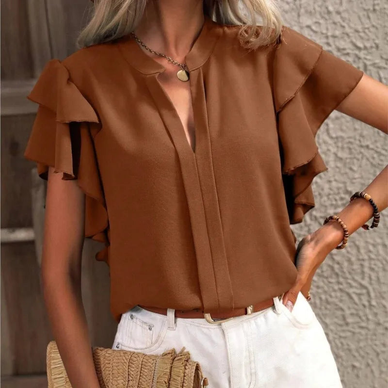 Amira - Blouse Élégante avec Manches Volantes