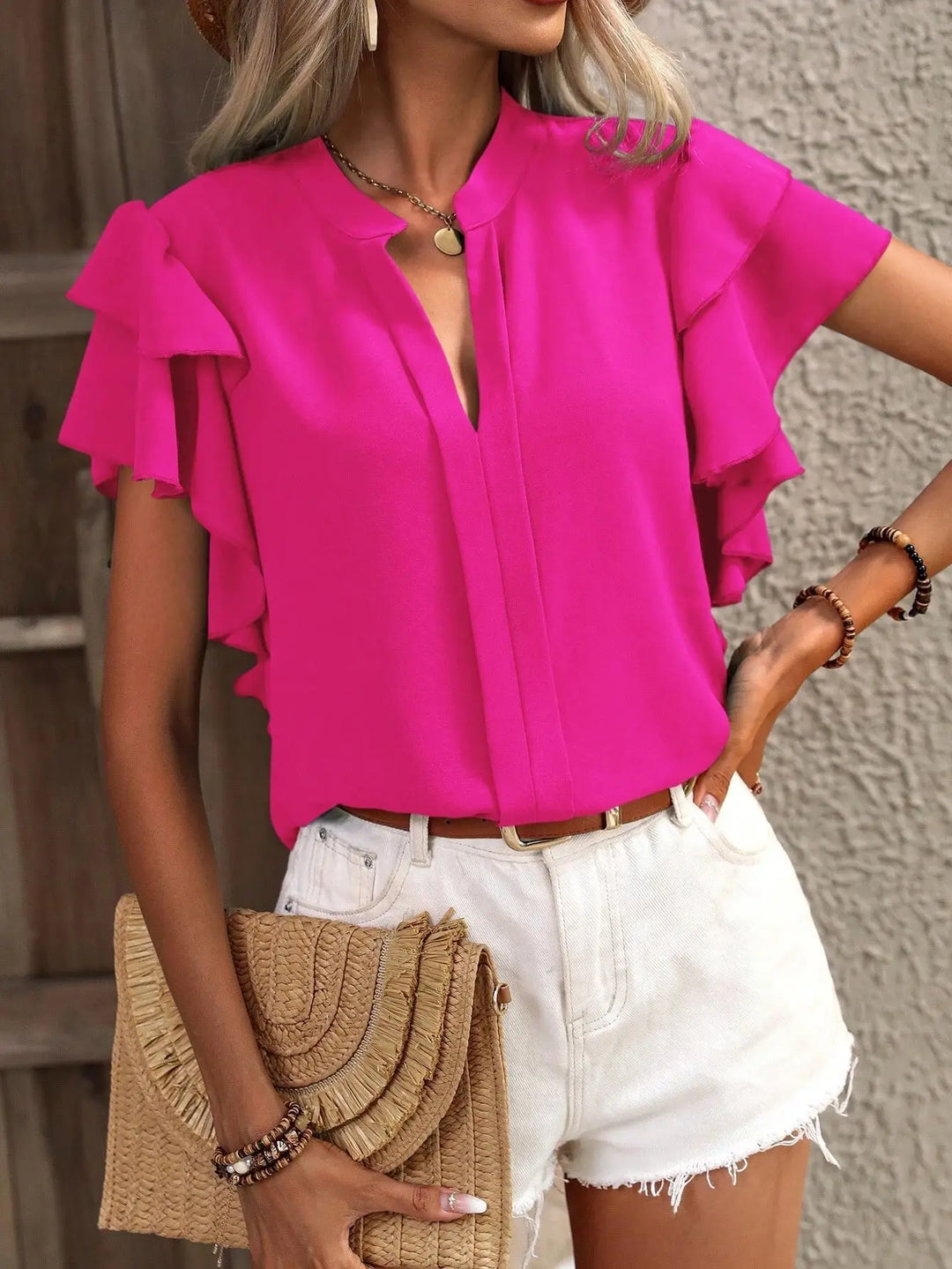 Amira - Blouse Élégante avec Manches Volantes