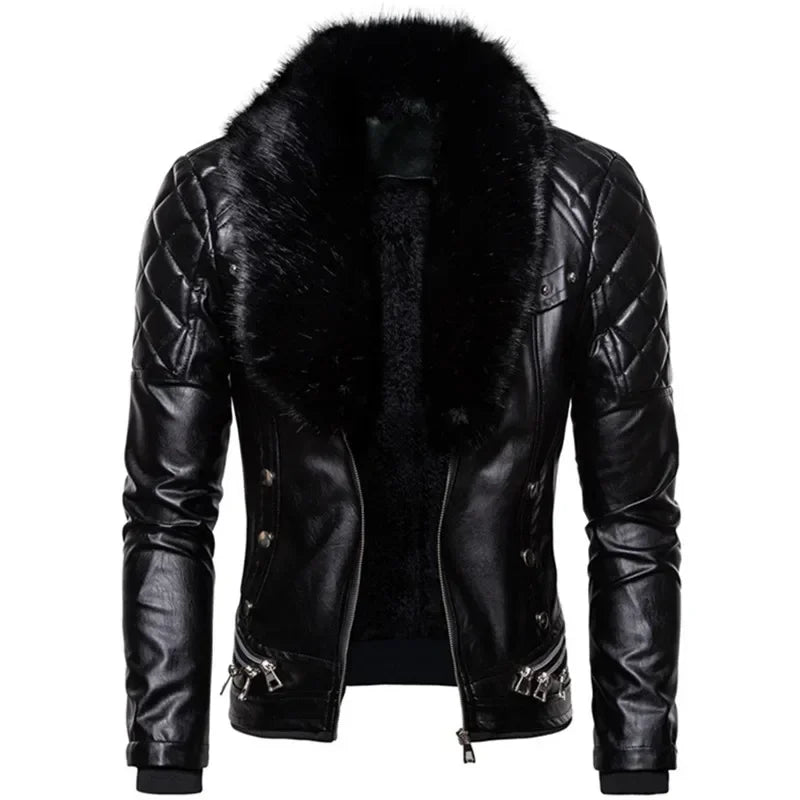 Thiago™ | Blouson aviateur marron avec col en fourrure noire
