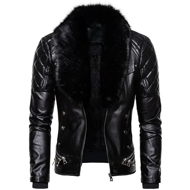 Thiago™ | Blouson aviateur marron avec col en fourrure noire