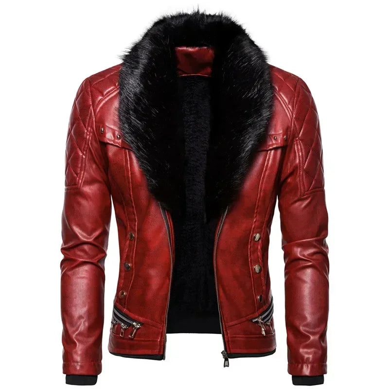 Thiago™ | Blouson aviateur marron avec col en fourrure noire