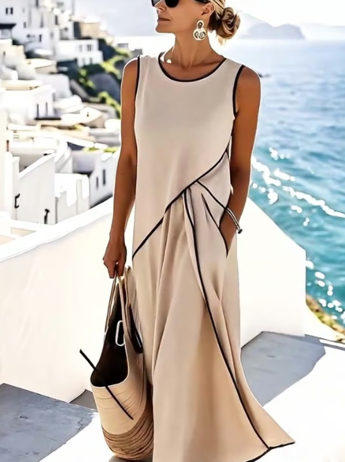 Robe en lin plissée sans manches chic