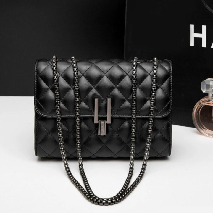 Sac à Bandoulière Mini Tartan Élégant Noir