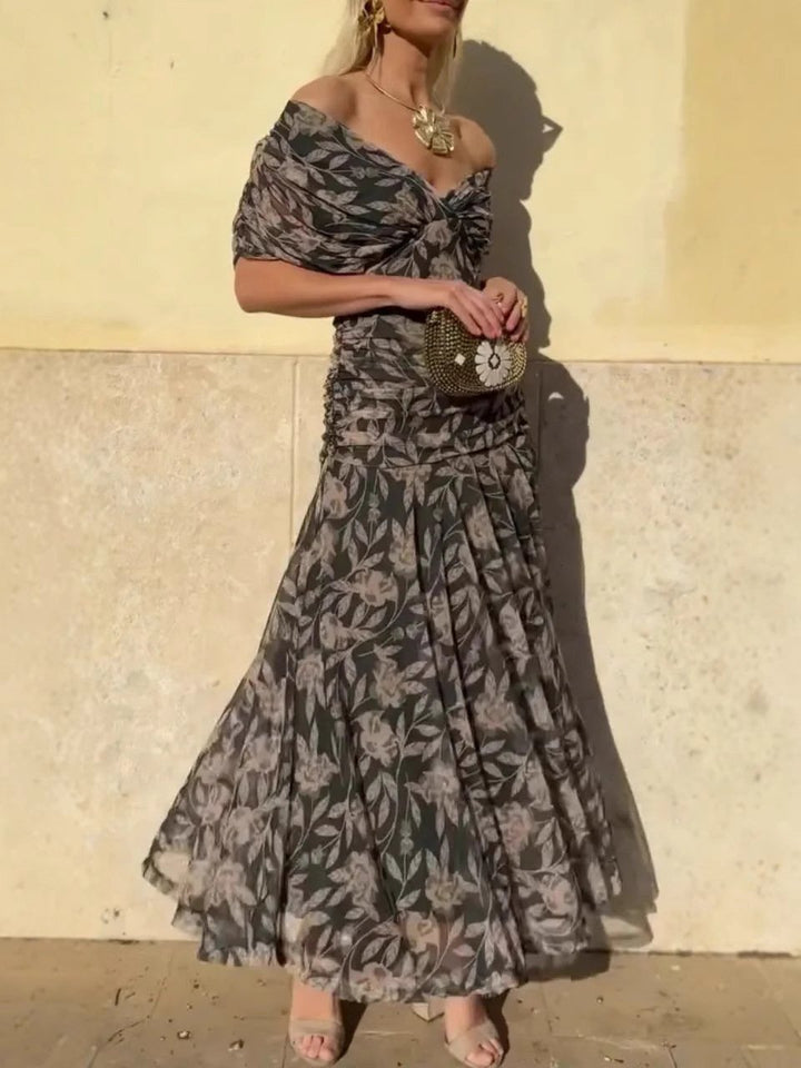 Serena™ | Robe Longue Fleurie Off-Shoulder