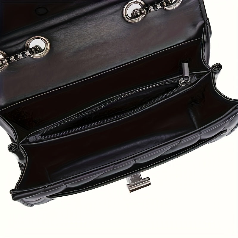 Sac à Bandoulière Mini Tartan Élégant Noir