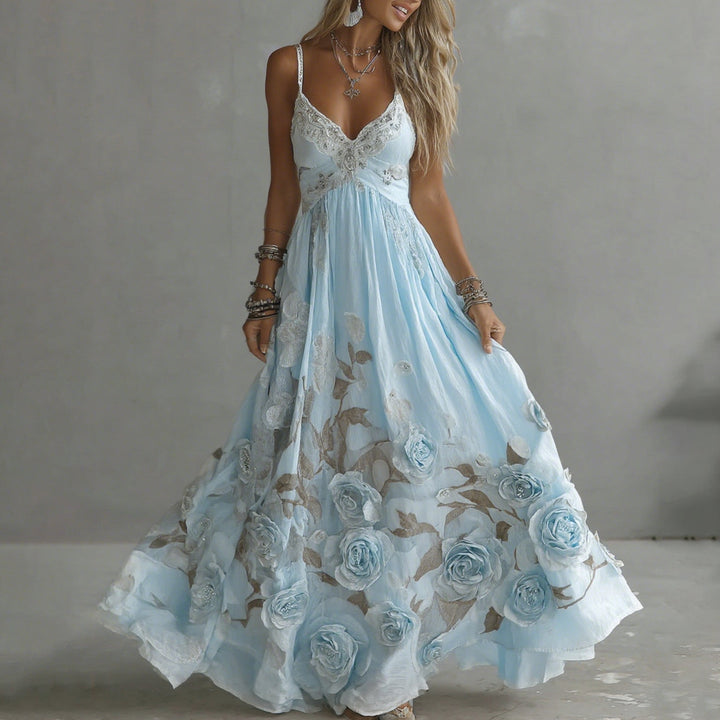 Adeluna - Robe Longue Avec Rose Vintage et Broderies