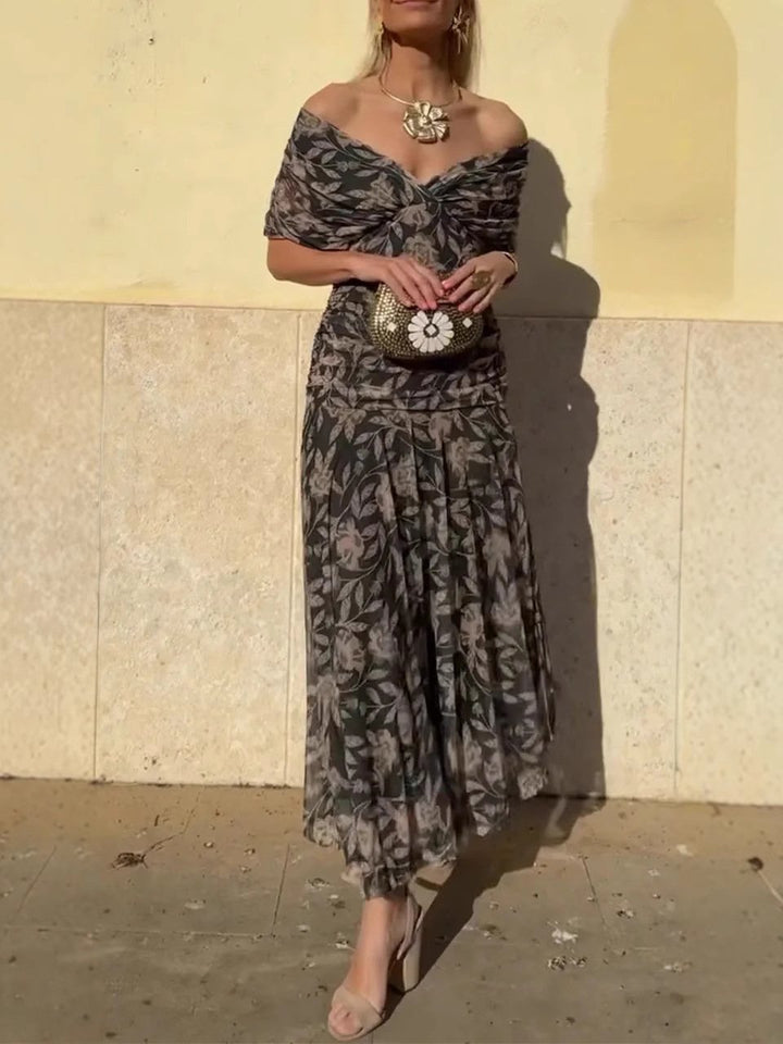 Serena™ | Robe Longue Fleurie Off-Shoulder